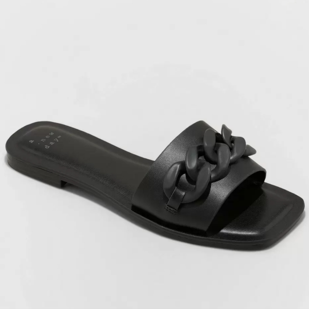 New! A New Day Viv Chain Sandals Black, 8